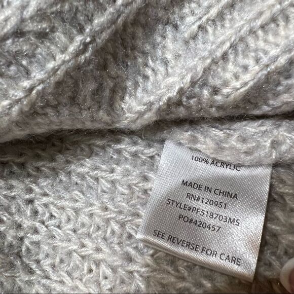 Pink Rose Gray Coatigan Cardigan Cable knit Sweater size XS - Picture 7 of 8